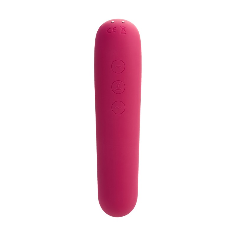 Вакуум-волновой стимулятор клитора Satisfyer Dual Love Connect App, силикон, красный, 16 см.