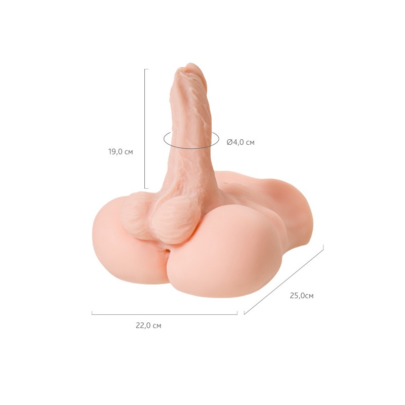 Мастурбатор с фаллосом Juicy Pussy by TOYFA Manuel, TPE, телесный, 25 см