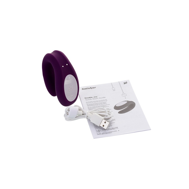 Многофункциональный стимулятор для пар Satisfyer Double Joy Connect App, силикон, фиолетовый, 18 см