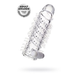 Насадка на пенис A-Toys by TOYFA Fril с вибропулей, TPR, прозрачная, 13,4 см