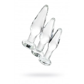 Набор анальных втулок Sexus Glass, стекло, прозрачный, 14/12,5/12 см, Ø 4/3,5/3 см