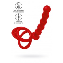 Насадка на пенис для двойного проникновения Black&Red by TOYFA, силикон, красный, 19,5 см
