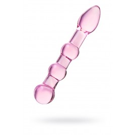 Двусторонний фаллоимитатор Sexus Glass, стекло, розовый, 18 см