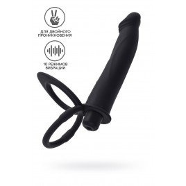 Насадка на пенис для двойного проникновения Black&Red by TOYFA, силикон, чёрный, 19 см