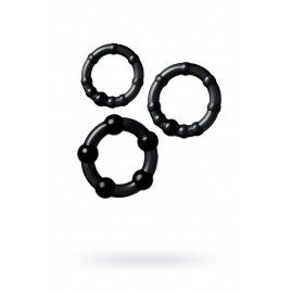 Набор колец A-Toys by TOYFA, TPE, силикон, черные, Ø 3,5/3/2 см