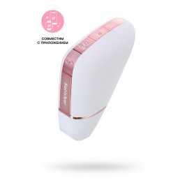Вакуум-волновой стимулятор с вибрацией Satisfyer Love Triangle Connect App, силикон, белый, 8,8 см
