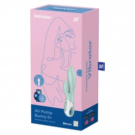 Расширяющийся смарт-вибратор с клиторальным стимулятором Satisfyer Air Pump Bunny 5+ зеленый