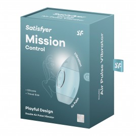 Вакуумно-волновой стимулятор клитора с вибрацией Satisfyer Mission Control голубой
