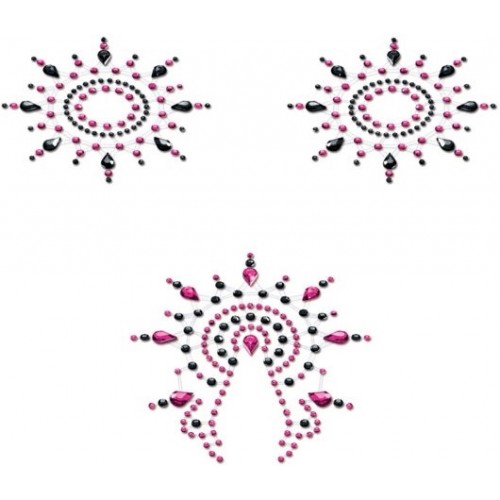 Пэстисы Breast and Pubic Jewelry черные и розовые Crystal Sticker