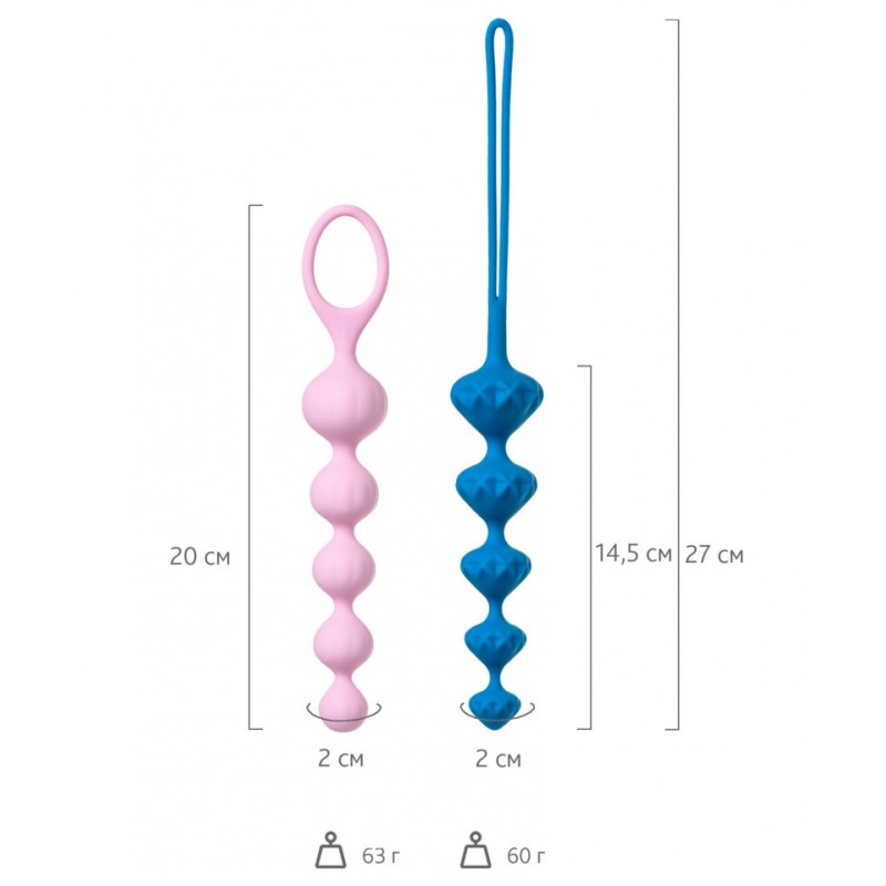 Набор анальных цепочек Satisfyer Love Beads, розовый и синий