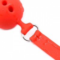 Силиконовый дышащий кляп-шар red S
