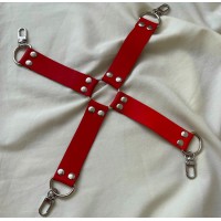 Красный бондажный крест из натуральной кожи