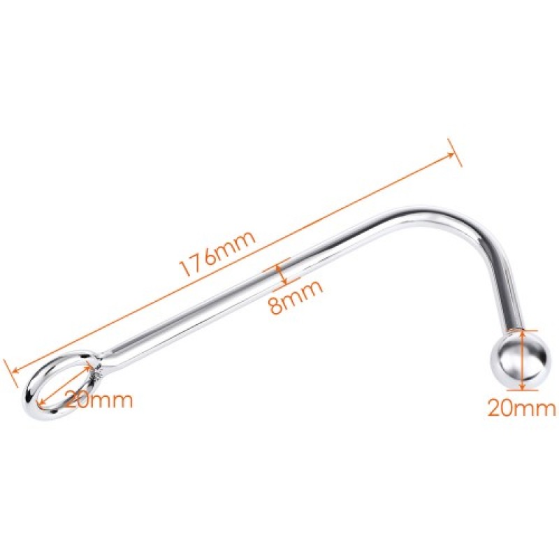 Металлический анальный крюк с шаром диаметром 1,9 см