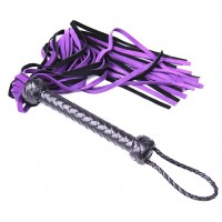 Черно-фиолетовая плеть из натуральной замши 68 см
