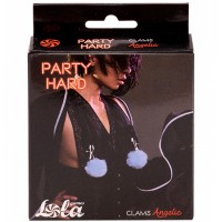 Зажимы на соски с голубым мехом Party Hard Angelic Blue