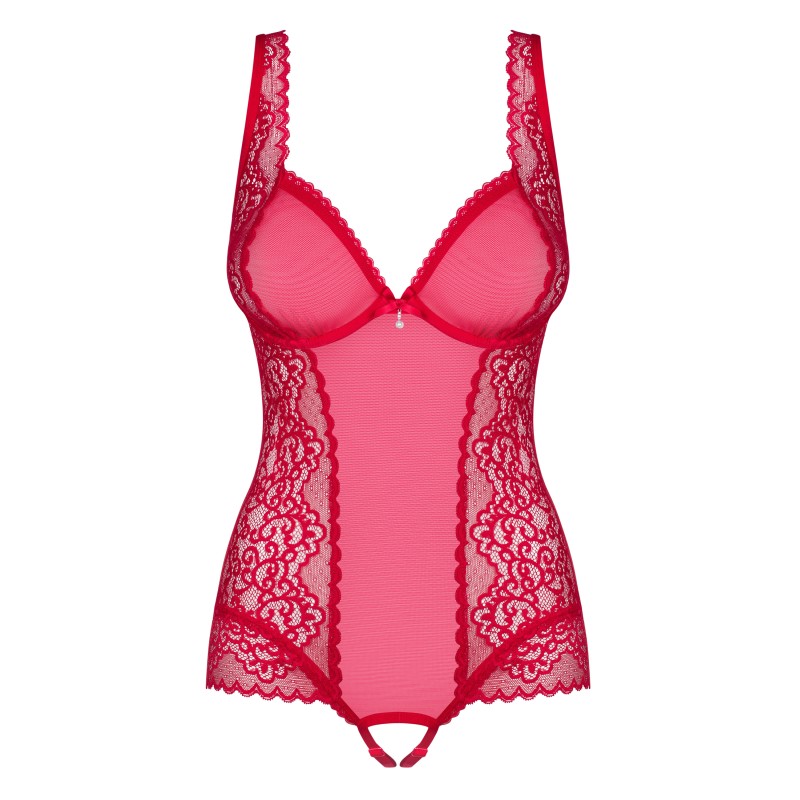 Красное боди с доступом и кружевными вставками Rougebelle L/XL