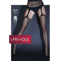 LE FRIVOLE Чулки в сетку с высоким кружевным поясом S/M — купить в Минске Фото LE FRIVOLE Чулки в сетку с высоким кружевным поясом S/M