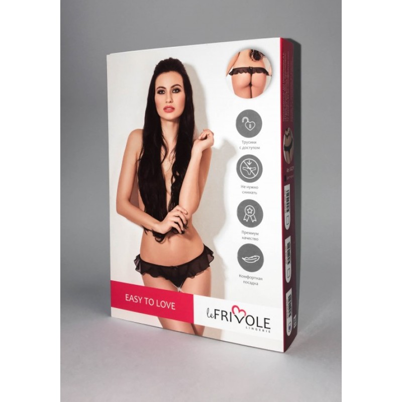 Утонченные черные трусики с доступом и нежной юбочкой XL/XXL