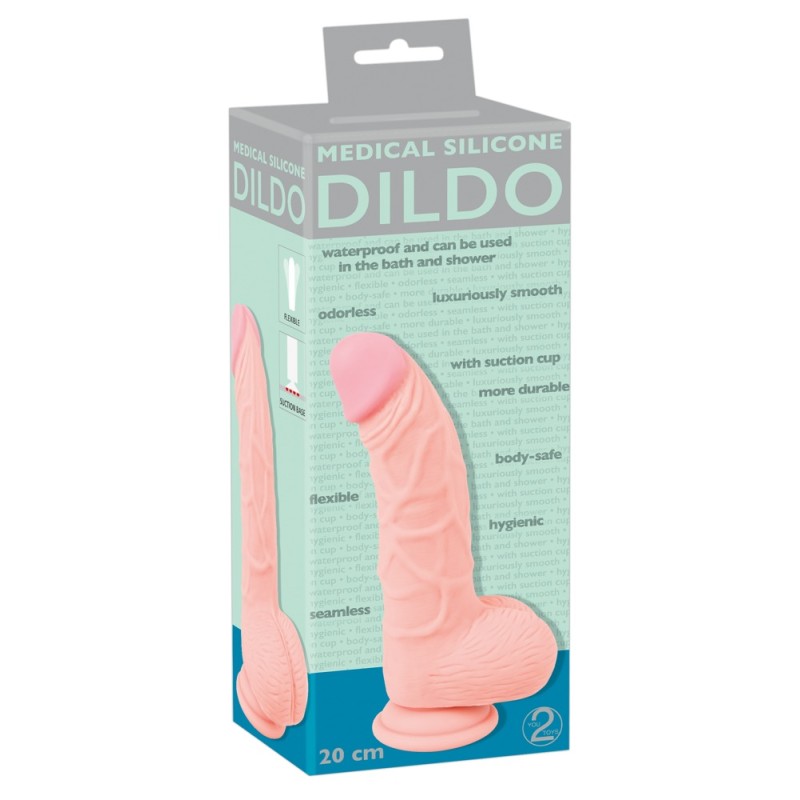 Фаллоимитатор реалистик с загнутой головкой Medical Silicone Dildo 20 см