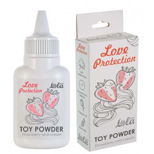 Пудра для игрушек Love Protection с ароматом клубники со сливками 30 гр