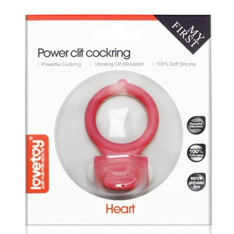 Виброкольцо красное Power Heart Clit Cockring