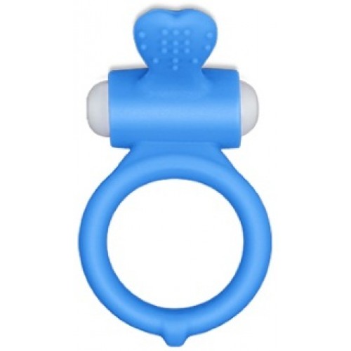 Виброкольцо голубое Power Heart Clit Cockring