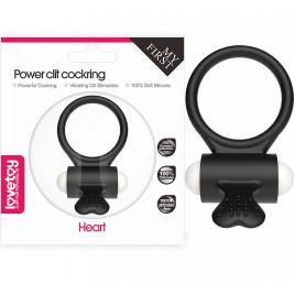 Виброкольцо чёрное Power Heart Clit Cockring