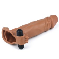 Удлиняющая насадка на пенис с вибрацией мулат X-Tender Penis Sleeve + 6 см