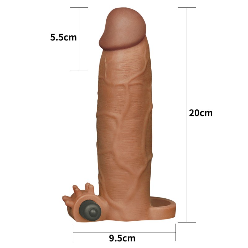 Удлиняющая насадка на пенис с вибрацией X-Tender Penis Sleeve мулат + 5,5 см