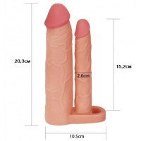 Удлиняющая насадка для двойного проникновения Pleasure X Tender Double Penis Sleeve + 5 см