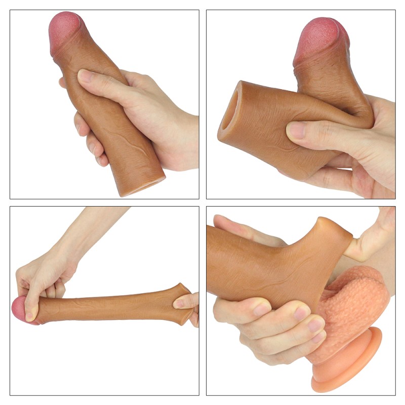 Удлиняющая насадка на пенис Revolutionary Silicone Nature Extender мулат + 5,5 см