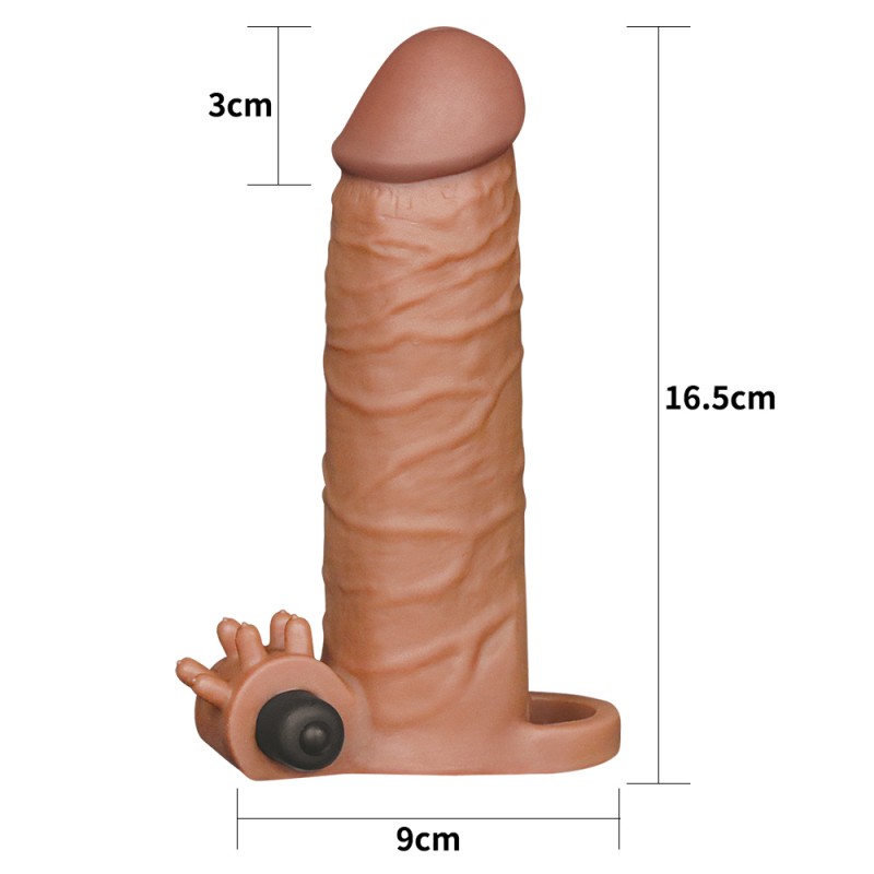 Удлиняющая насадка на пенис с вибрацией мулат X-Tender Penis Sleeve + 5 см