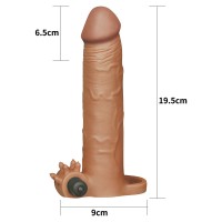 Насадка с вибрацией удлиняющая Super-Realistic Penis Extension Sleeve плюс 7,5 см мулат