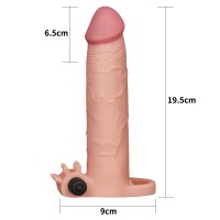 Удлиняющая насадка на пенис с вибрацией X-Tender Penis Sleeve телесная + 5 см