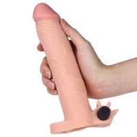 Удлиняющая насадка на пенис с вибрацией X-Tender Penis Sleeve телесная + 5 см