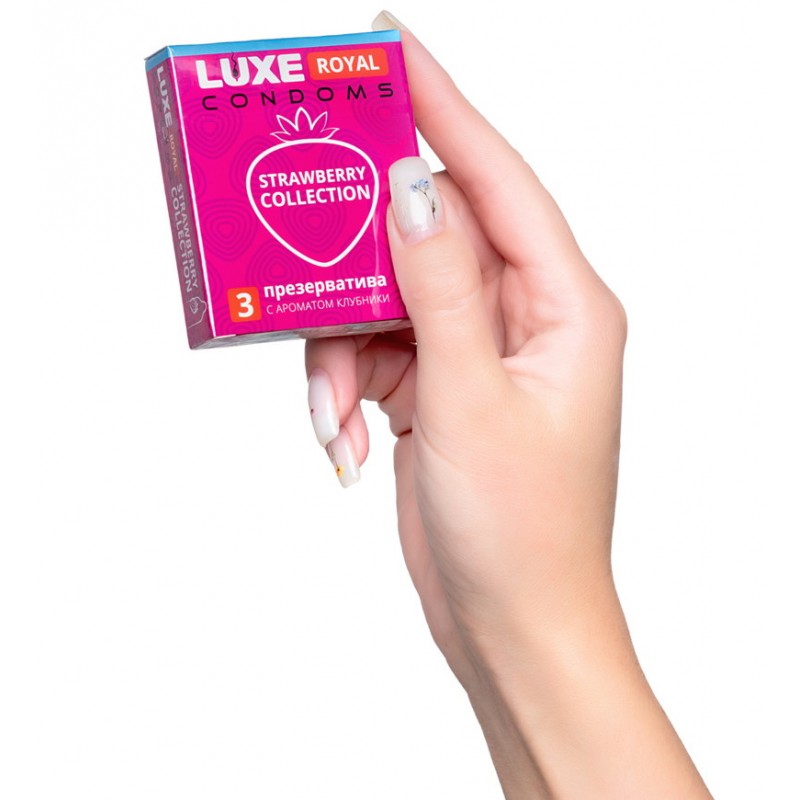 Презервативы с ароматом клубники Luxe Royal Strawberry Collection 3 шт