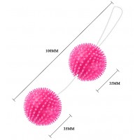 Розовые анально-вагинальные шарики с мягкими шипами