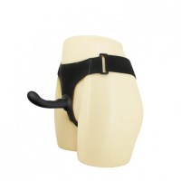 Изогнутый страпон черного цвета на трусиках Passionate Harness 16 см