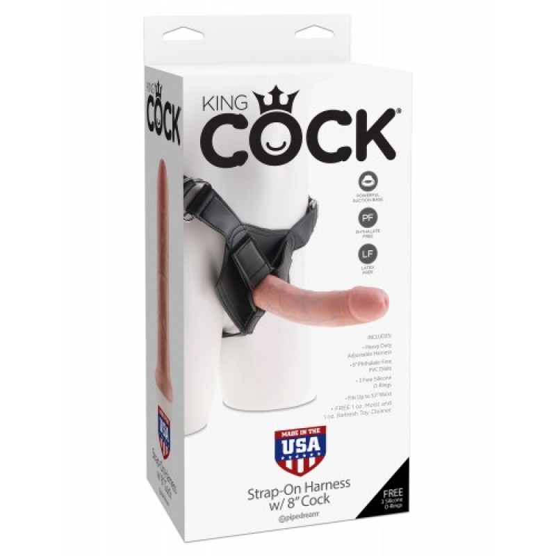 Телесный страпон на трусиках King Cock Strap-on Harness w/ 8 in Cock