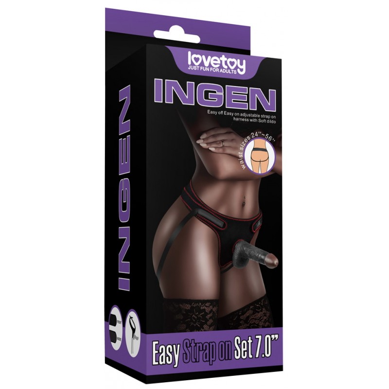 Фото Lovetoy, Китай Страпон черный Easy Strapon Set 20 см