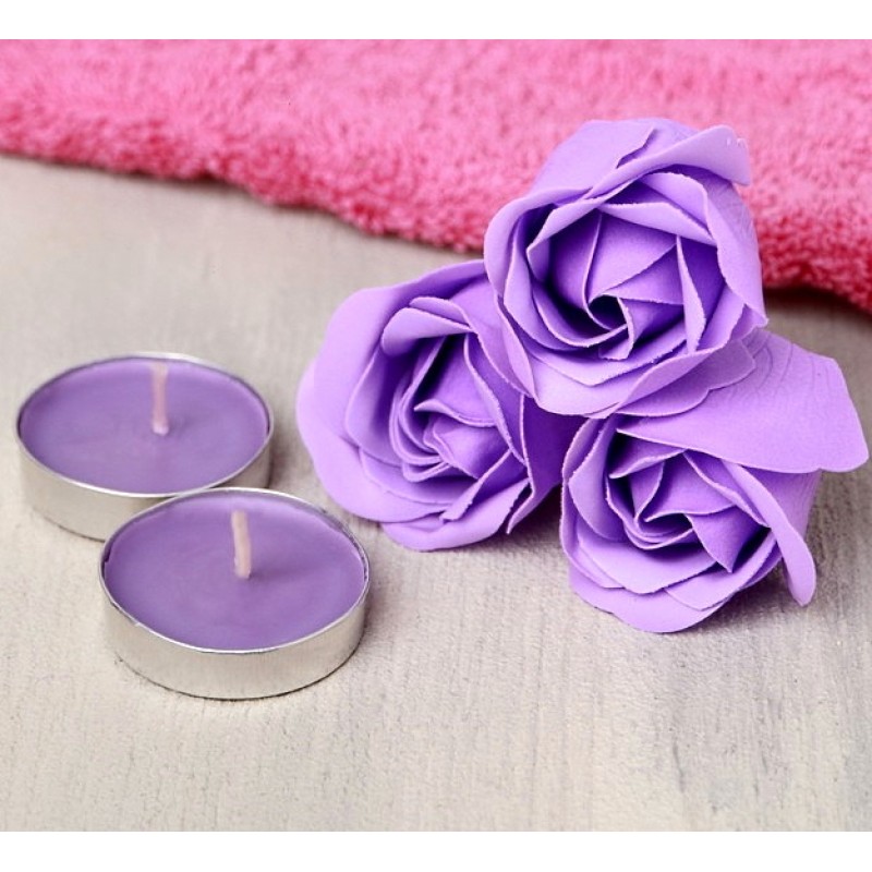 Подарочный набор Shine Bright - мыльные розы 3 шт., 2 свечи, полотенце