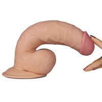 Реалистичный изогнутый вибратор The Ultra Soft Dude с выносным пультом управления 20 см