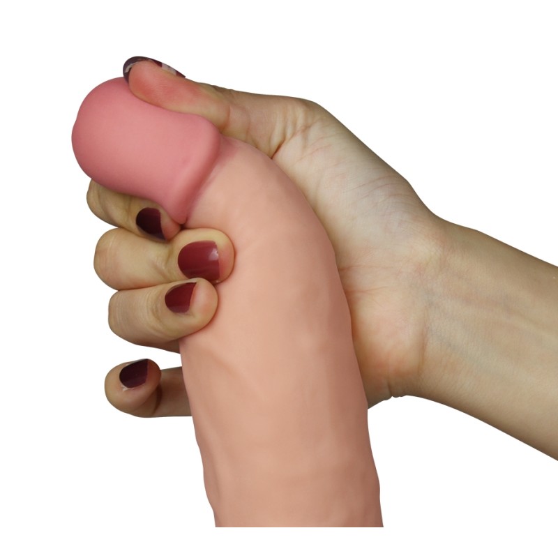 Реалистичный изогнутый вибратор The Ultra Soft Dude с выносным пультом управления 20 см