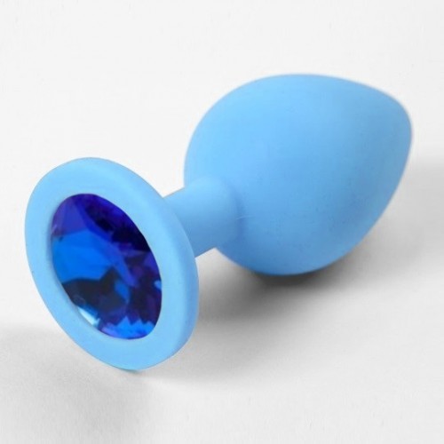 Голубая силиконовая пробка с синим стразом