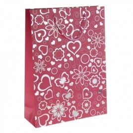 Подарочный пакет Сердечки розовый 26 х 32 см