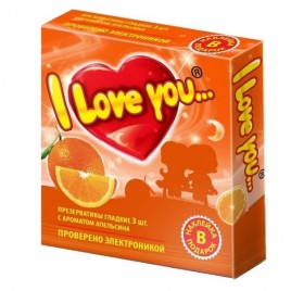 Презервативы с ароматом апельсина I Love You + наклейка
