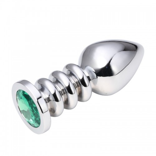 Изображение HSY, Китай Анальная пробка Silver Relief Green L