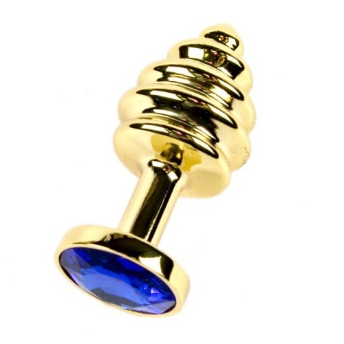 Фото HSY, Китай Анальная рельефная пробка Small Gold синий