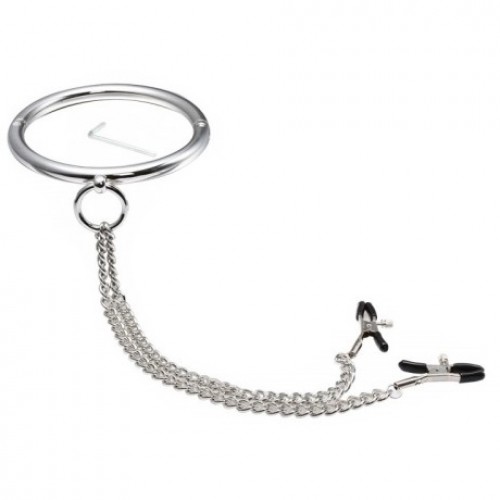 Изображение HSY, Китай Ошейник стальной с классическими зажимами для сосков