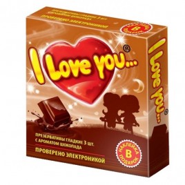 Презервативы с ароматом шоколада I Love You + наклейка